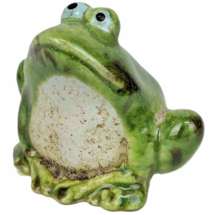 Ceramiczna Figurka Zielona Żaba - Dekoracja Ozdobna 5,5x7 cm