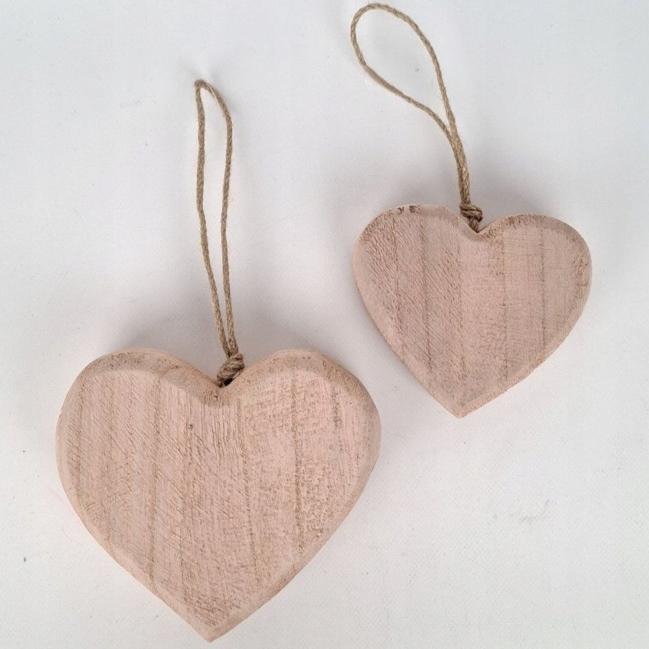 Drewniane Serce Zawieszka Różowe Duże Masywne Rustykalne Ozdoba 16x17cm