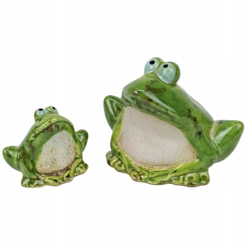Ceramiczna Figurka Zielona Żaba - Dekoracja Ozdobna 9x12 cm