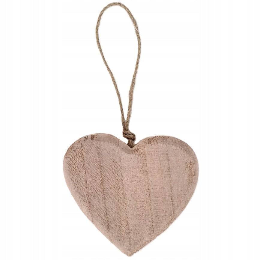 Drewniane Serce Zawieszka Różowe Duże Masywne Rustykalne Ozdoba 12x13cm