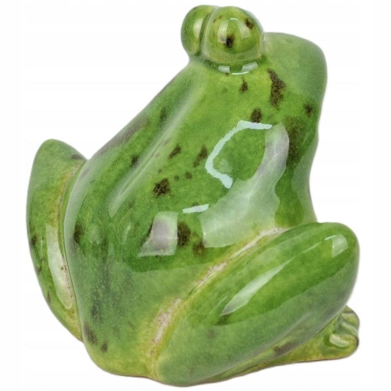 Ceramiczna Figurka Zielona Żaba - Dekoracja Ozdobna 9x12 cm