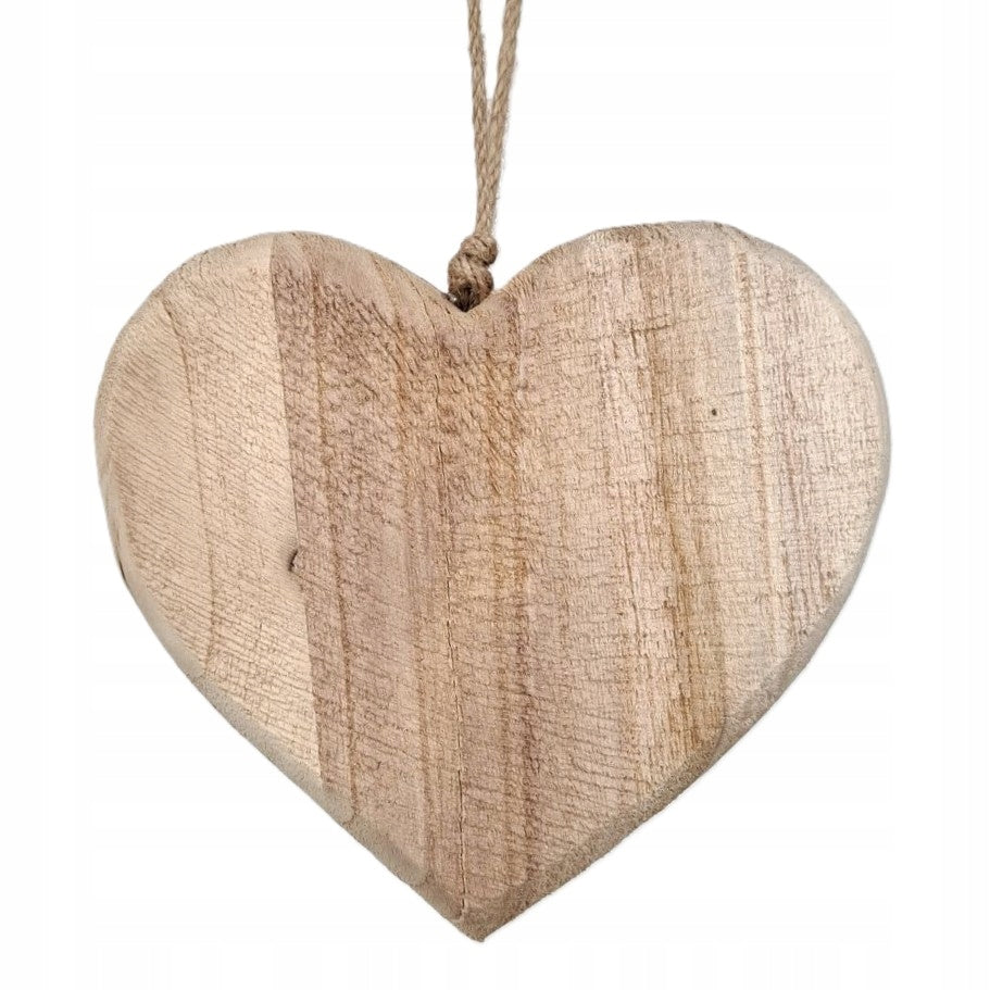 Duże Drewniane Serce Zawieszka Naturalne Drewno Rustykalne 16x17cm