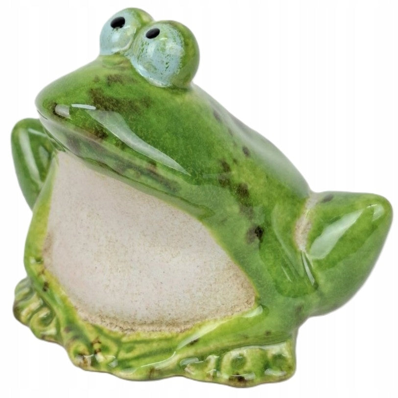 Ceramiczna Figurka Zielona Żaba - Dekoracja Ozdobna 9x12 cm