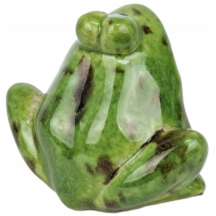 Ceramiczna Figurka Zielona Żaba - Dekoracja Ozdobna 5,5x7 cm